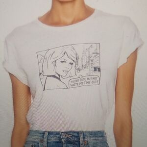 Re/done Classic White Tee You're Cute Size L